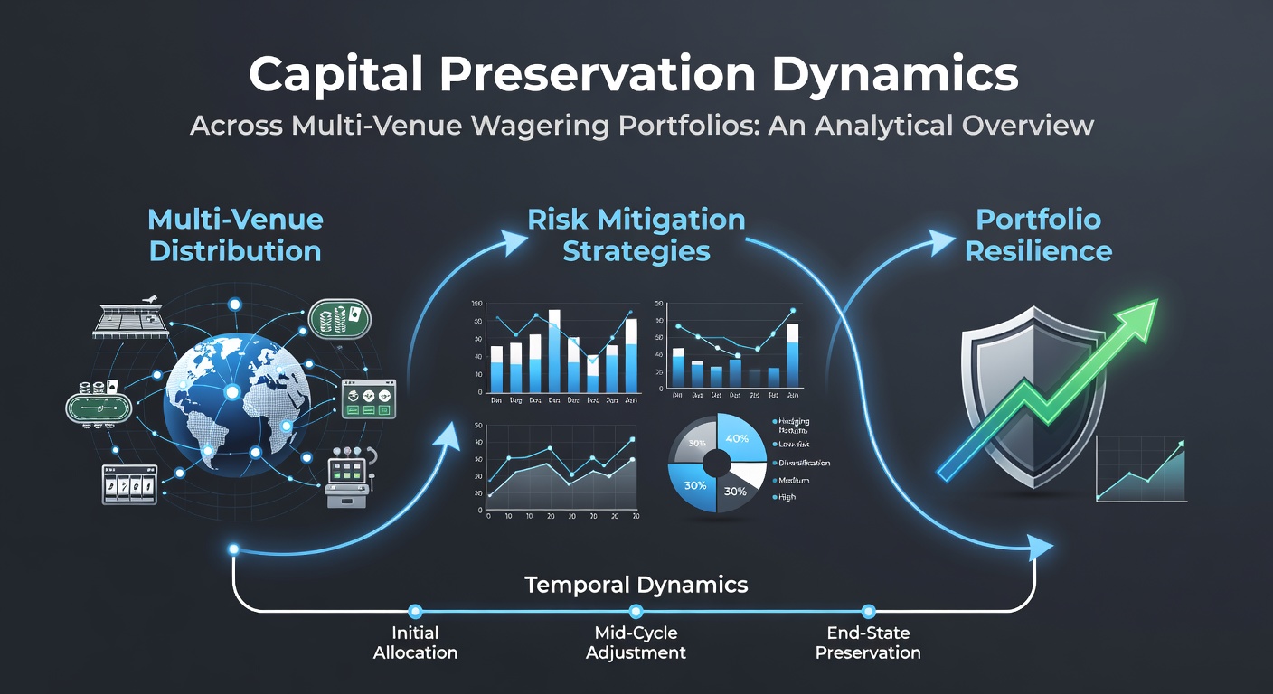 Analytical chart displaying capital allocation patterns across multiple wagering venues with overlaid risk metrics and portfolio balance indicators